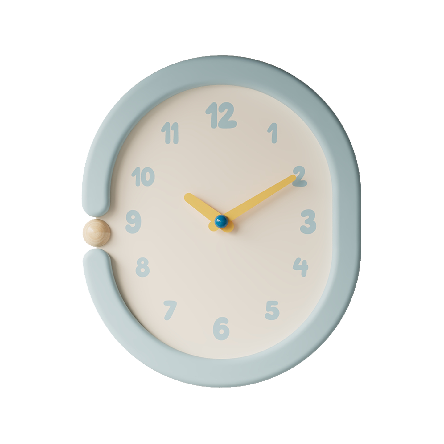 Oval Light Blue Wall Clock-5
