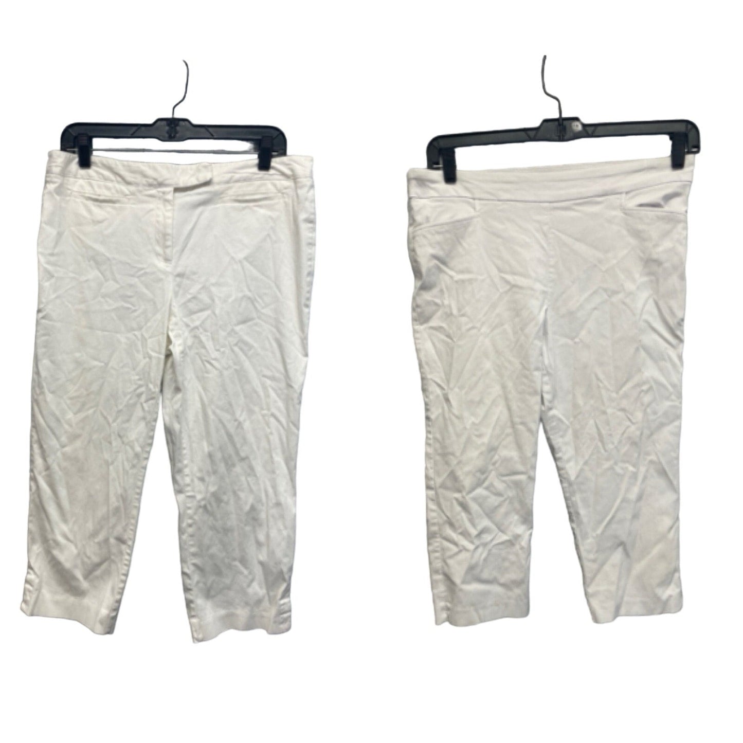 Simply Vera Time & Tru Womens Large Cropped White Cotton Blend Capri Pants