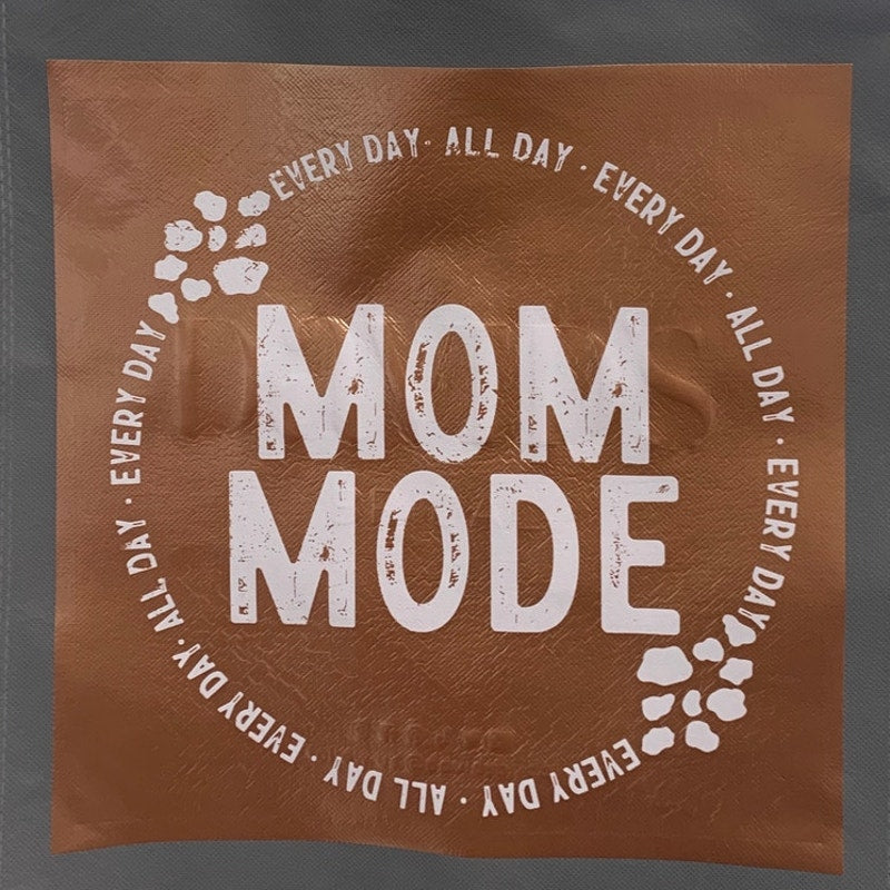 New Upcycled Hand Printed Mom Mode Every Day All Day Shopper Tote Bag