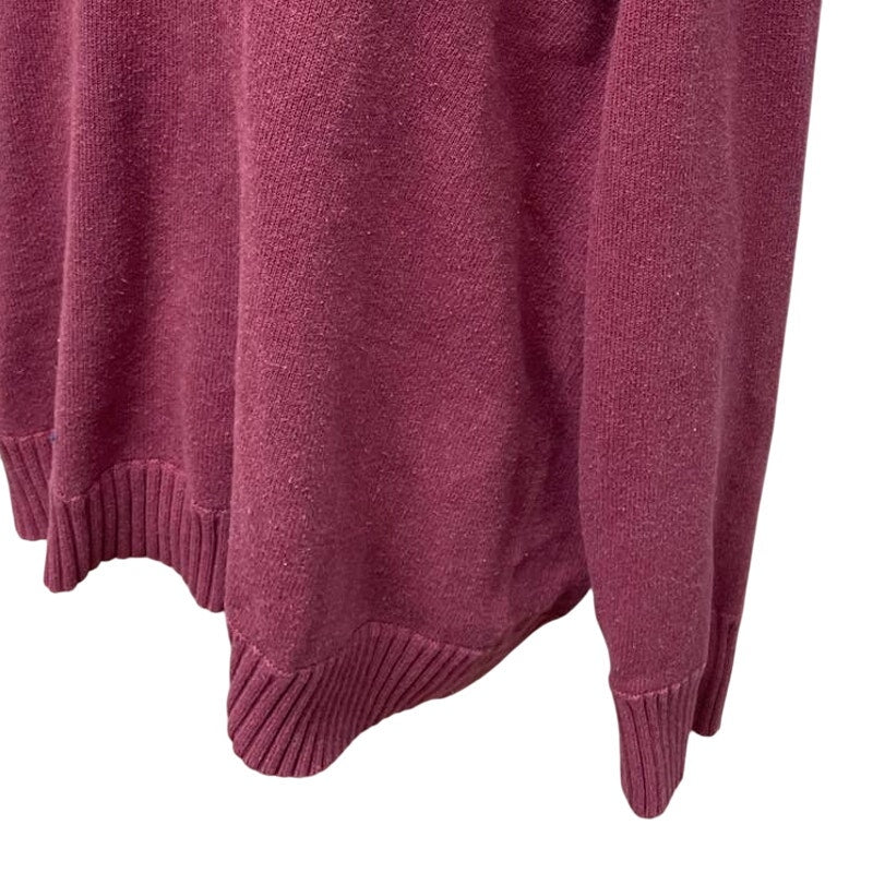 Sonoma Womens 1X Long Sleeve V-Neck Pullover Mauve Cotton Blend Knit Sweater