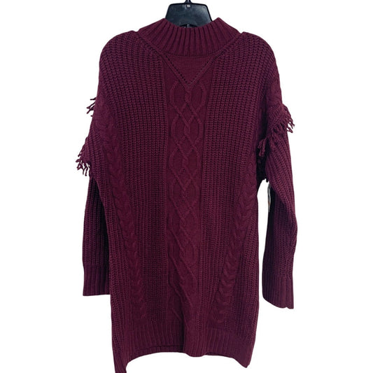 NWT New American Rag Cie Juniors Small Wine Red Long Sleeve Knit Sweater Dress
