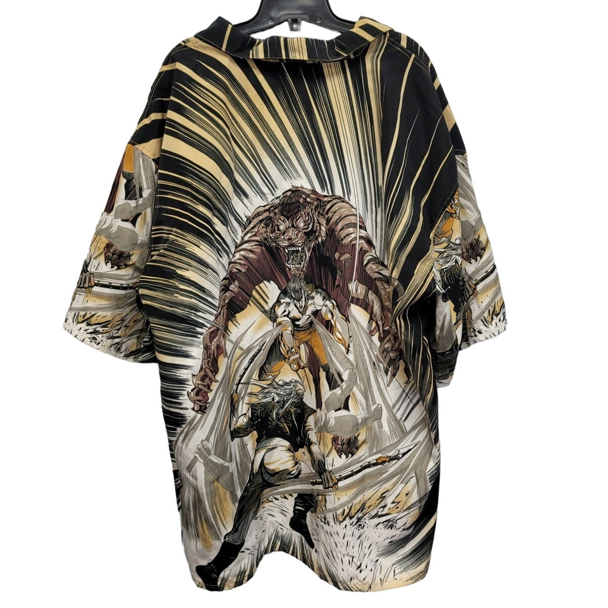 Claudio Nucci Mens 2XL Anime Tiger Warriors Short Sleeve Button Down Shirt