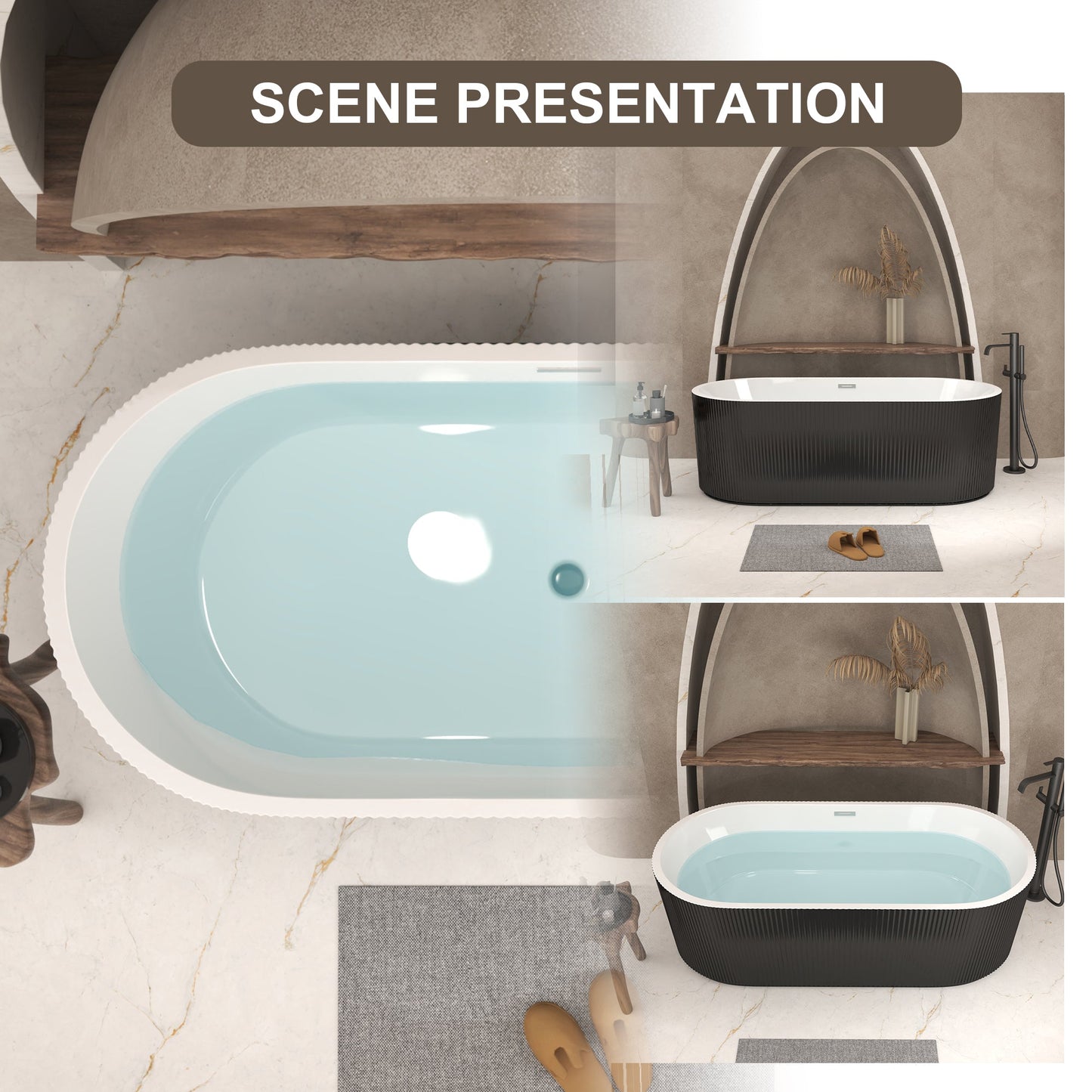 59" Linear Acrylic Freestanding Bathtub