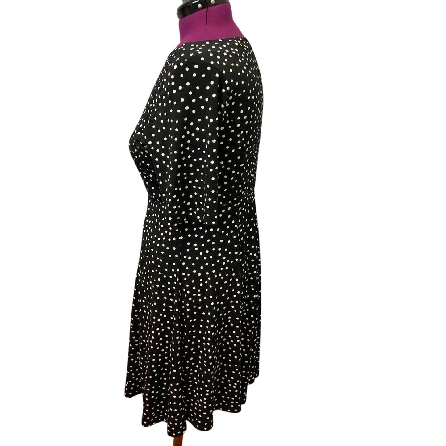 Charter Club 1X Half Sleeve Polka Dot Matching Belt Below The Knee Flowy Dress