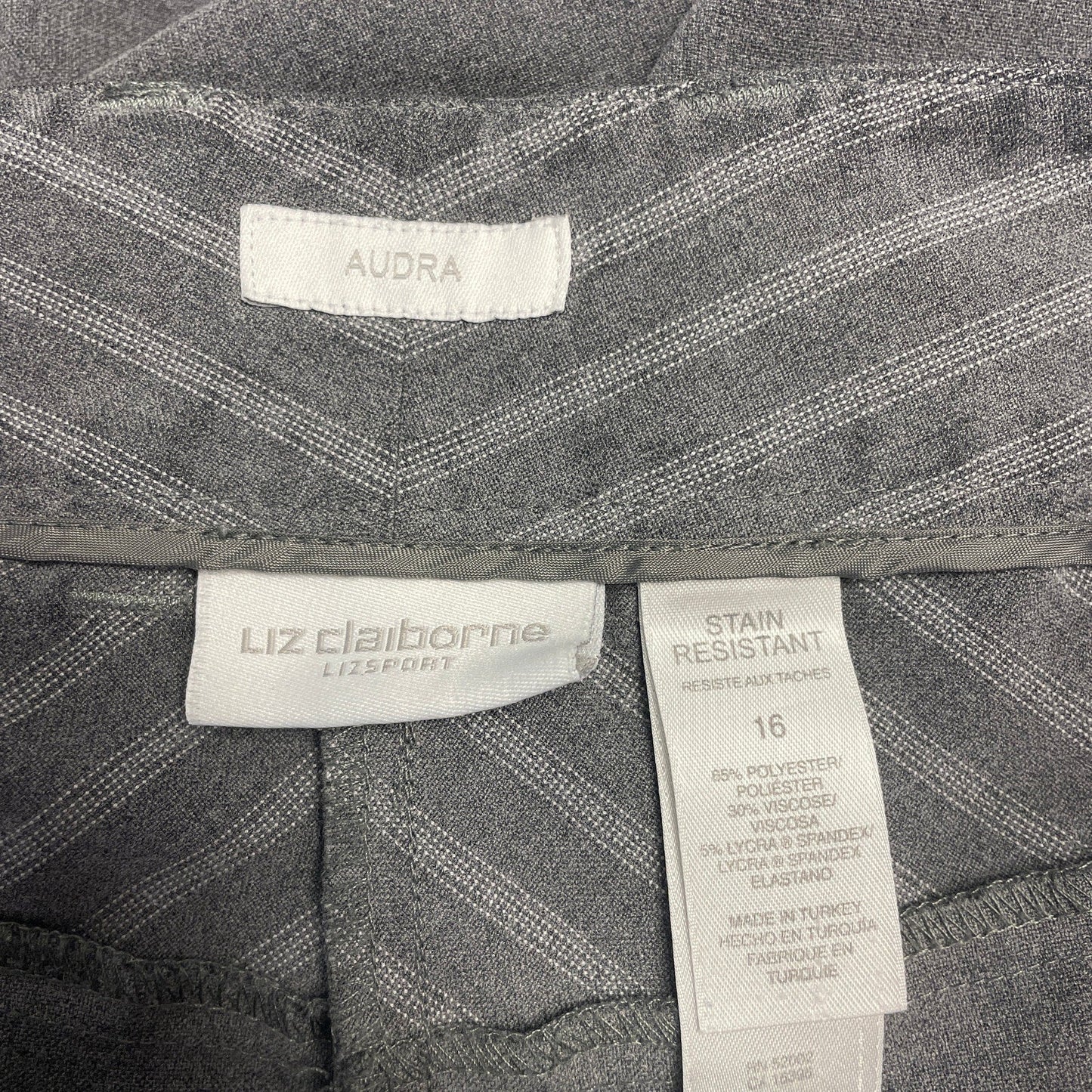 Liz Claiborne Womens Size 16 Audra Stain Resistant Striped Side Career Pants