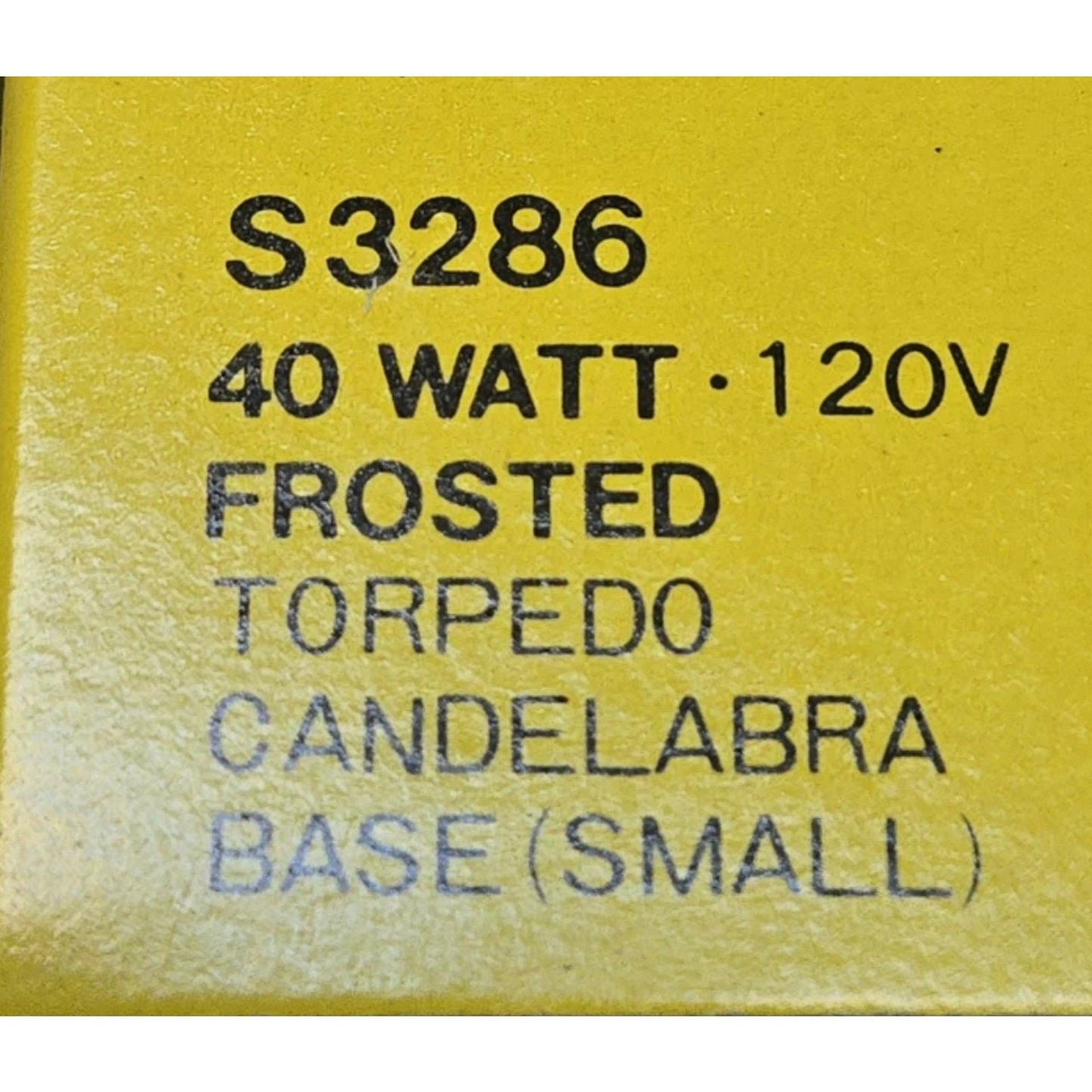 Pack (25) SATCO S3286 40W 120V Frosted Torpedo Candelabra E12 Small Base Bulb