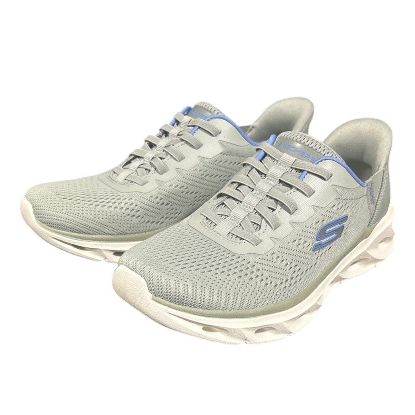 New In Box Skechers Womens Size 7 Gray Mesh Hands Free SwiftFit Slide In Shoes