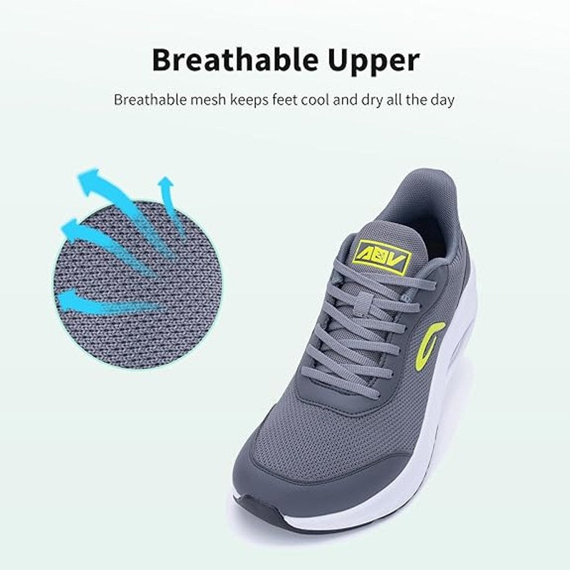 AOV Mens Size 9.5 Gray Mesh Wide Toe Box Arch Support Orthotic Walking Shoes