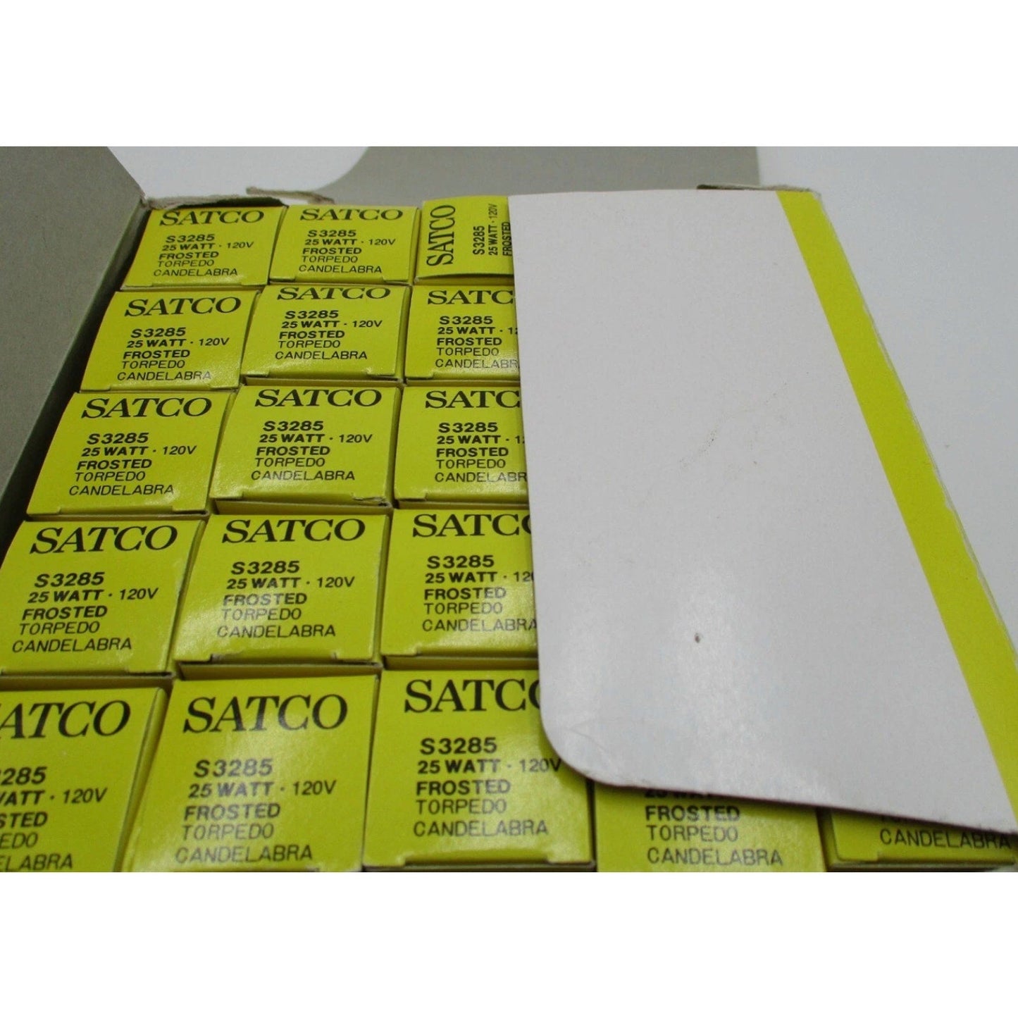 NEW Satco 25W Frosted Torpedo Candelabra Base Lights 25 Count S3285 Decorative