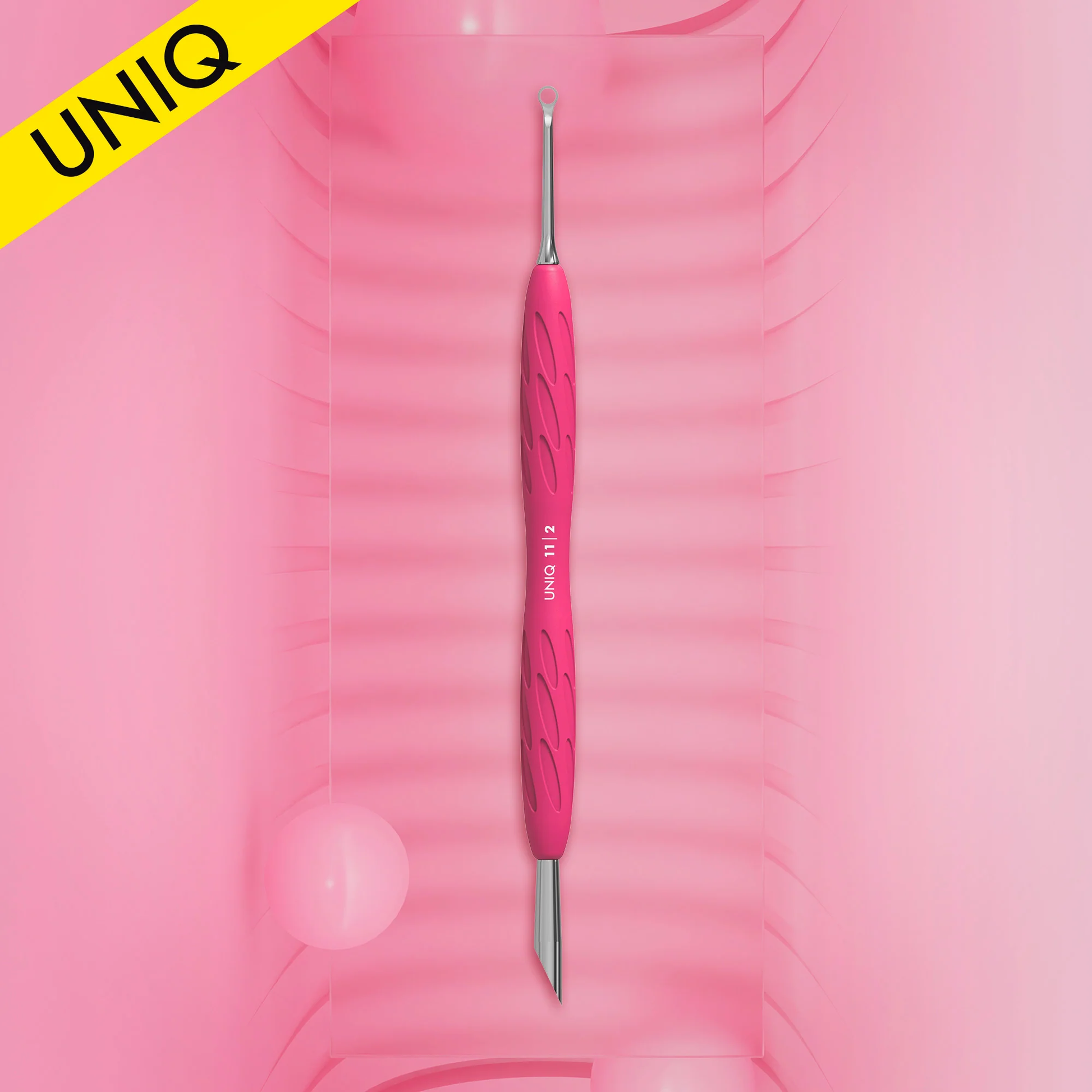 Manicure Pusher With Silicone Handle "Gummy" UNIQ 11 TYPE 2 (Slanted Pusher + Ring) PQ-11/2 STALEKS-3