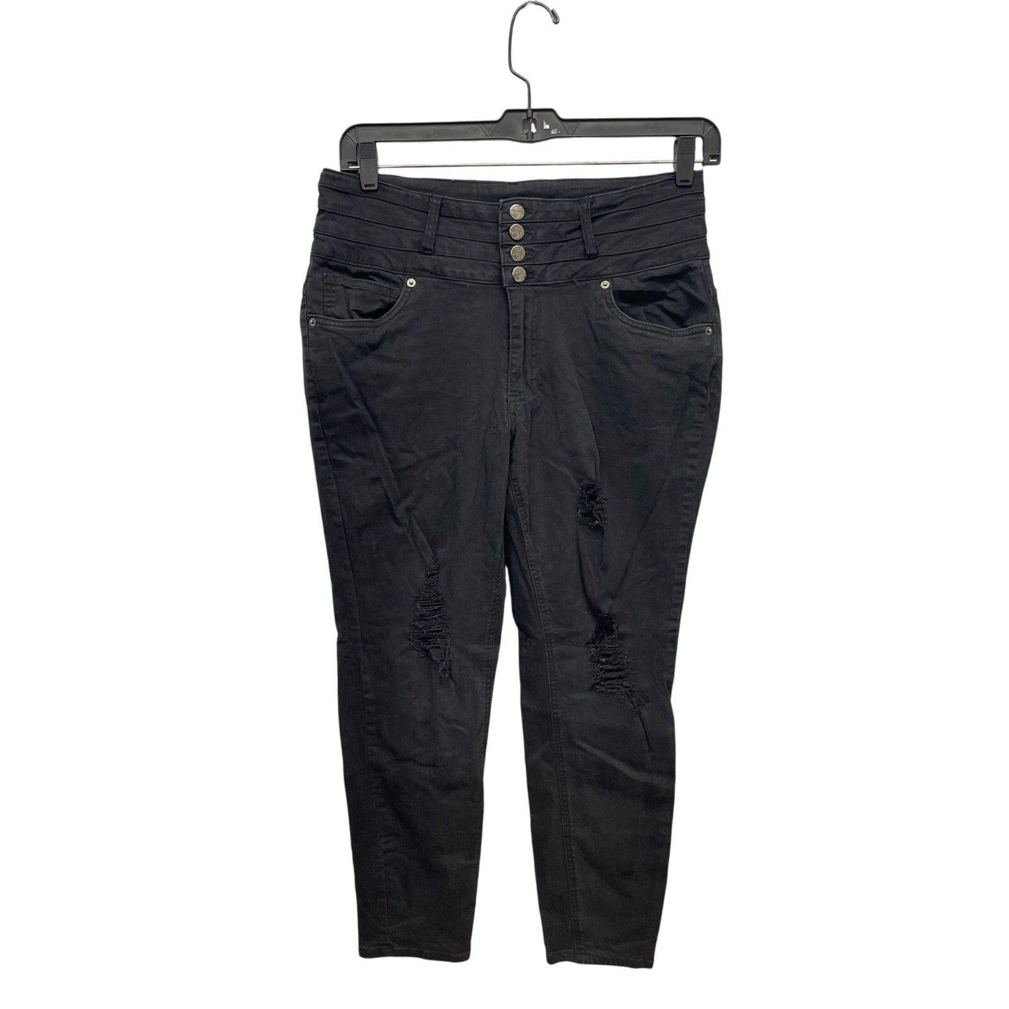Hybrid & Company Womens Size 16 Black Factory Distressed Cotton Blend Jeans