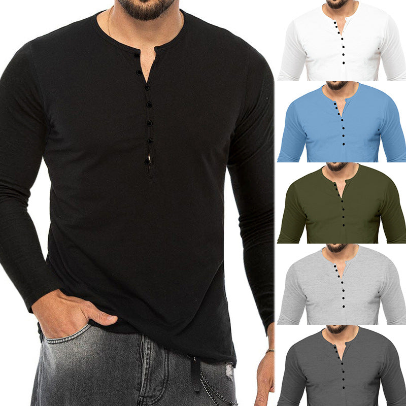 Men's Foreign Trade Henry Shirt Breathable T-Shirt