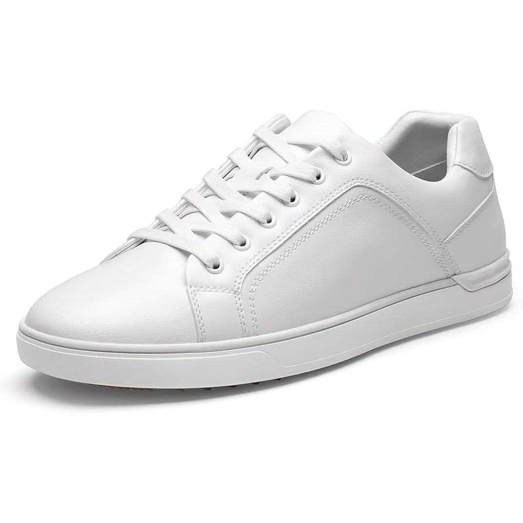 Bruno Marc Mens Size 12 White Faux Leather Lace Up Casual Dress Sneaker Shoes