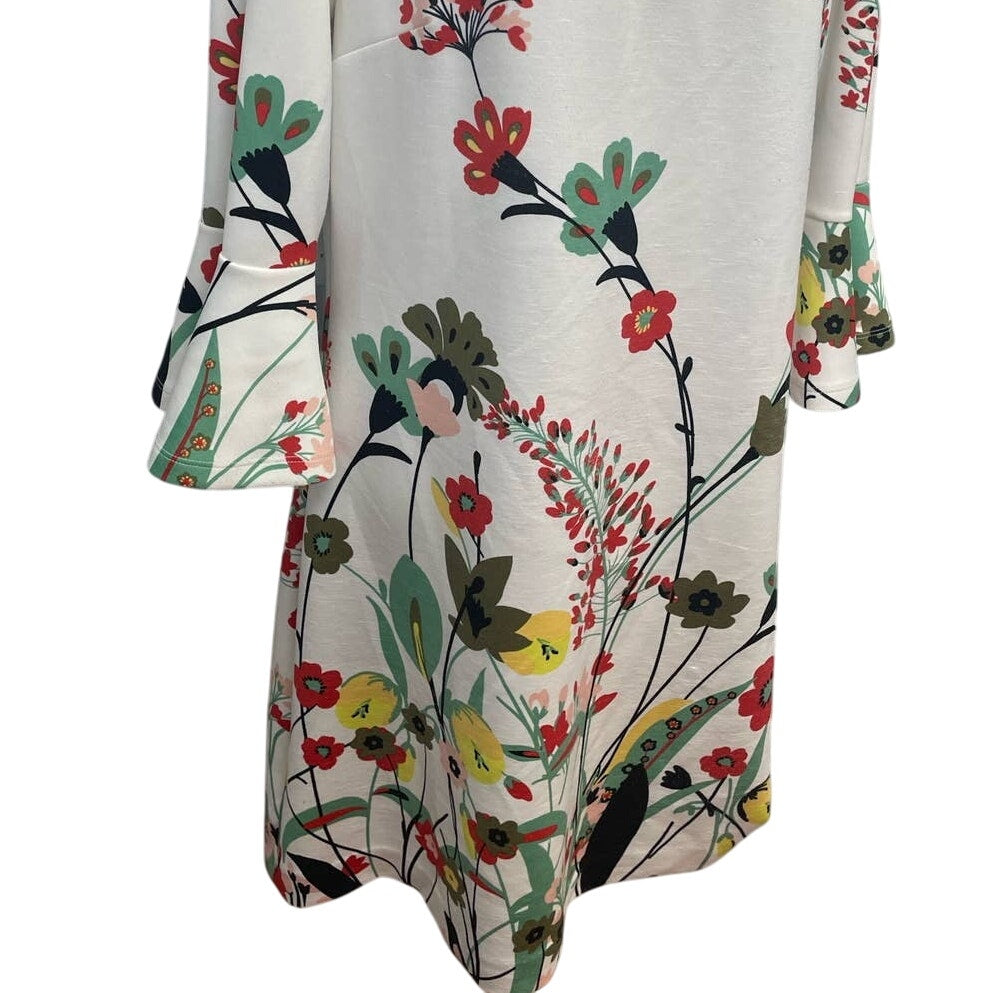 New York & Company XL Long Ruffled Sleeve Floral Vine Knee Length Sheath Dress