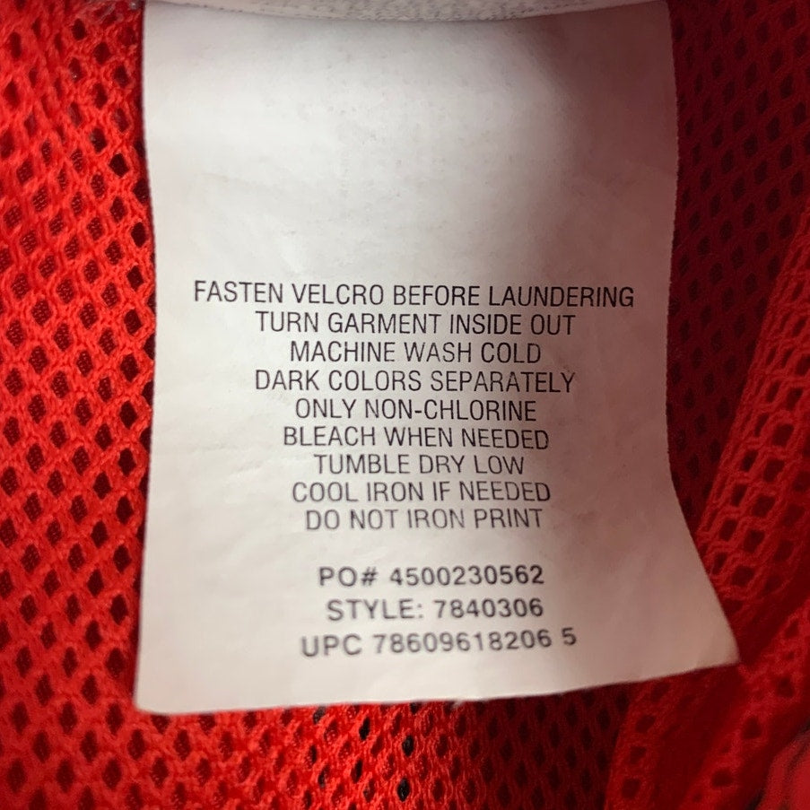 Speedo Mens 38 Red PolySpandex Adjustable Waist Side Stripe Lined Swim Trunks