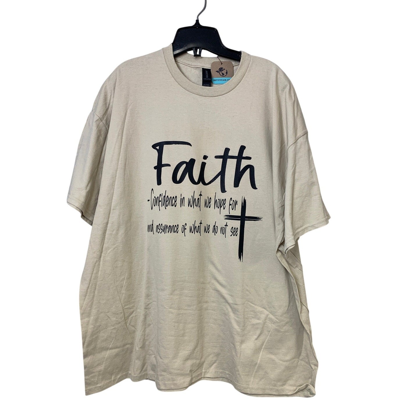 New Hand Printed Mens 2XL White Faith Jesus Hope In What We Do Not See Tee Shirt