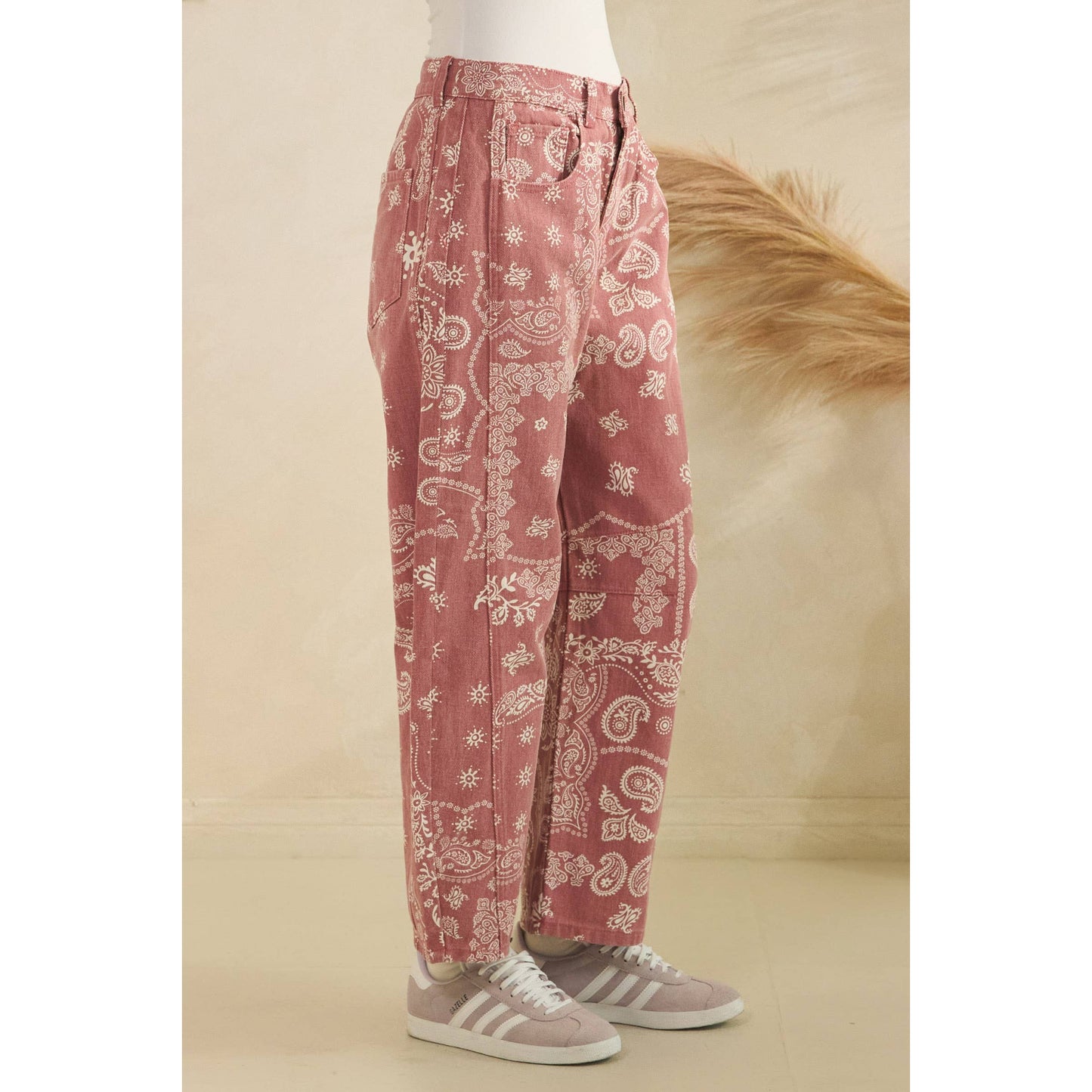 Vintage Pink Paisley Denim