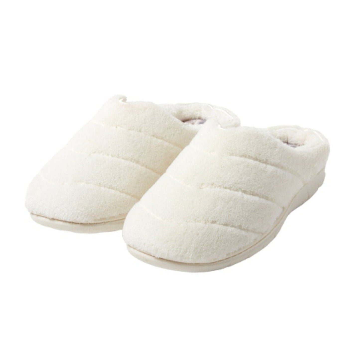 New W Box Dearfoams Women Large 9/10 Cream SlideOn Memory Foam Washable Slippers