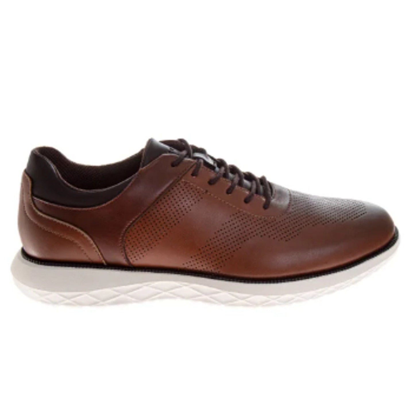 New In Box Perry Ellis Mens Size 8 Brown Faux Leather Lace Up Casual Shoes
