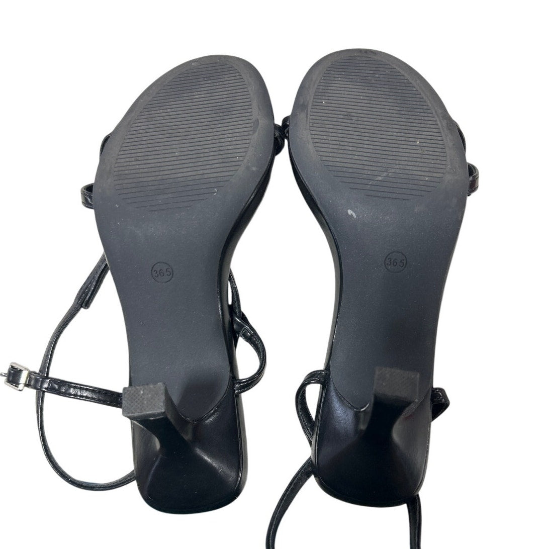 Mostrin Womens Size 6 Black 3" Heels Open Round Toe Ankle Strap Strappy Shoes