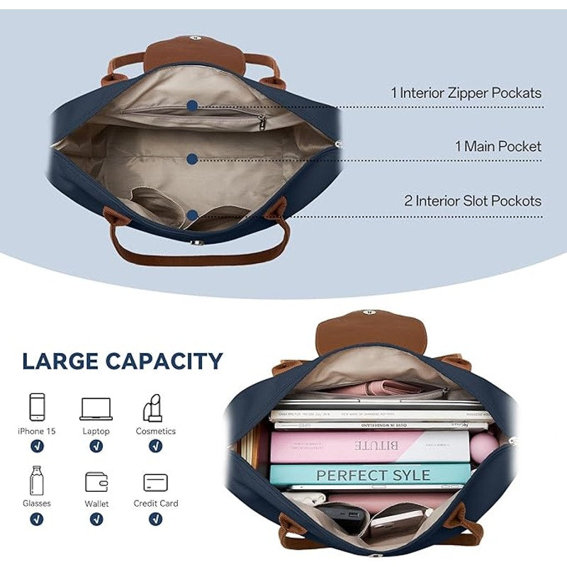 New Kalidi Navy Water Repllant Canvas Nylon Top-Handle Purse Tote Bag Handbag