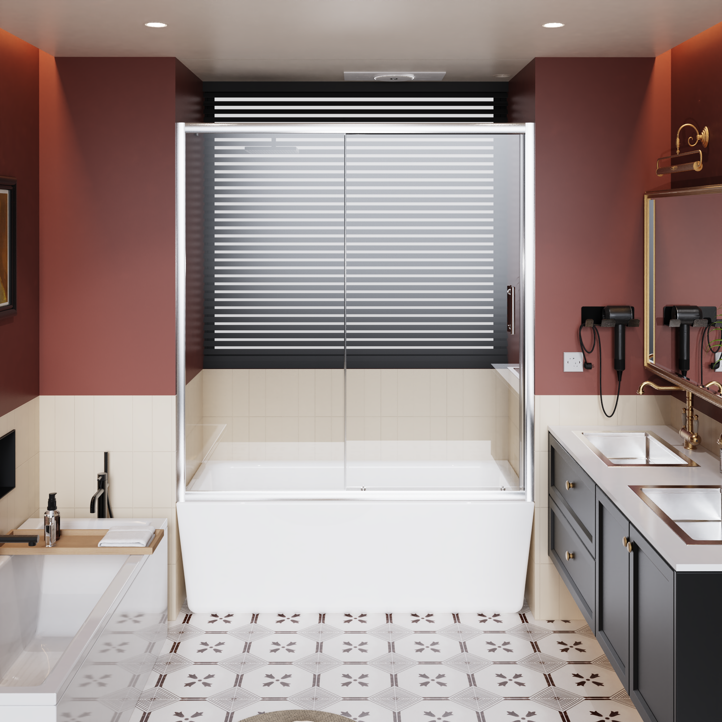 60" W x 62" H Single Sliding Shower Door for Bathtub