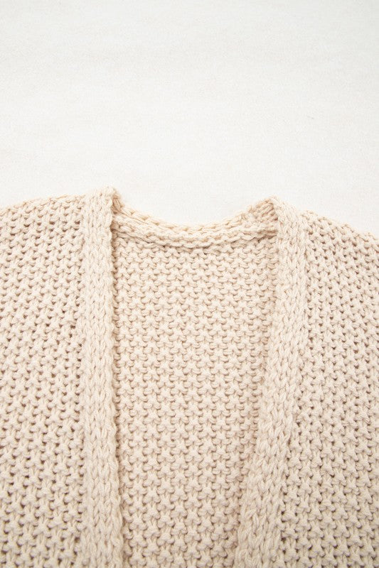 Plus Size Colorblock Crochet Open Front Cardigan