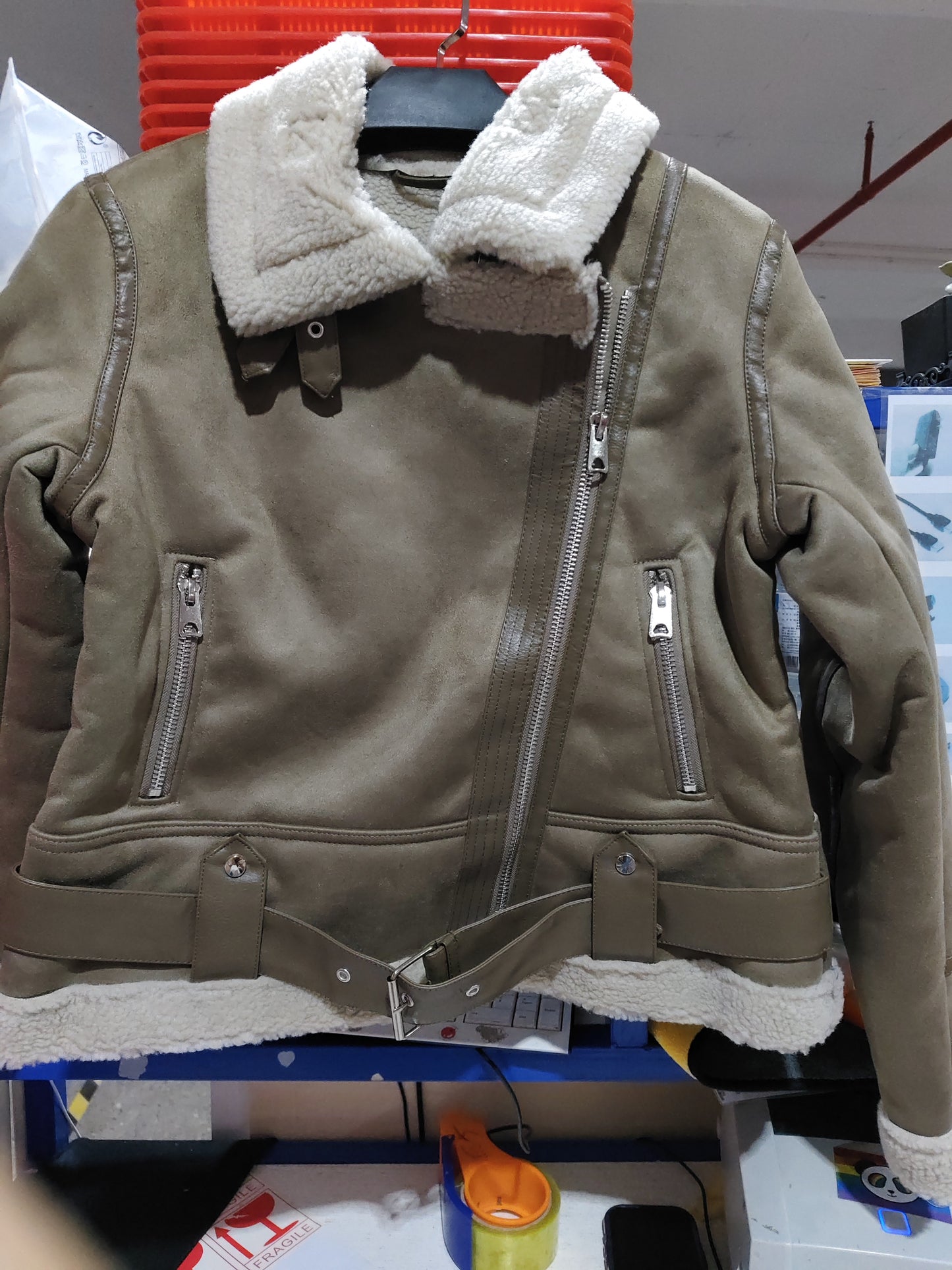 Suede Lamb Wool Warm Lapel Coat Motorcycle Clothing Women's Outwears