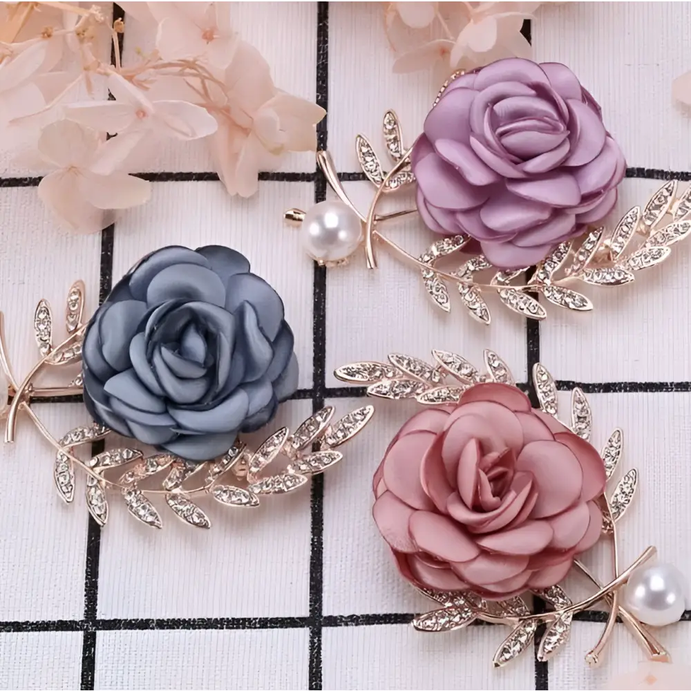 Fabric Flower Lady Temperamental Pin Floral Brooch Set