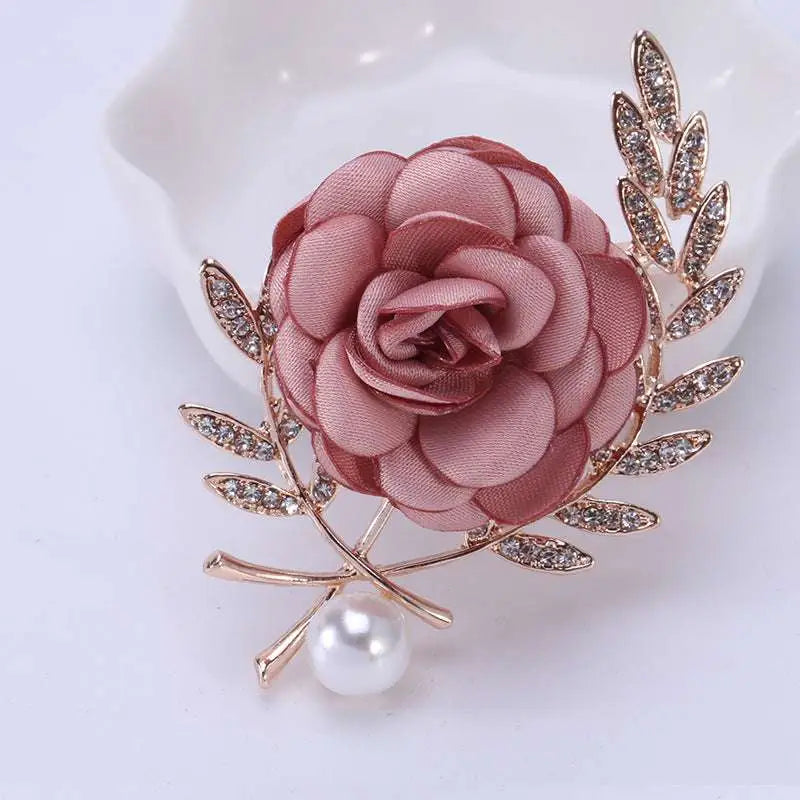 Fabric Flower Lady Temperamental Pin Floral Brooch Set