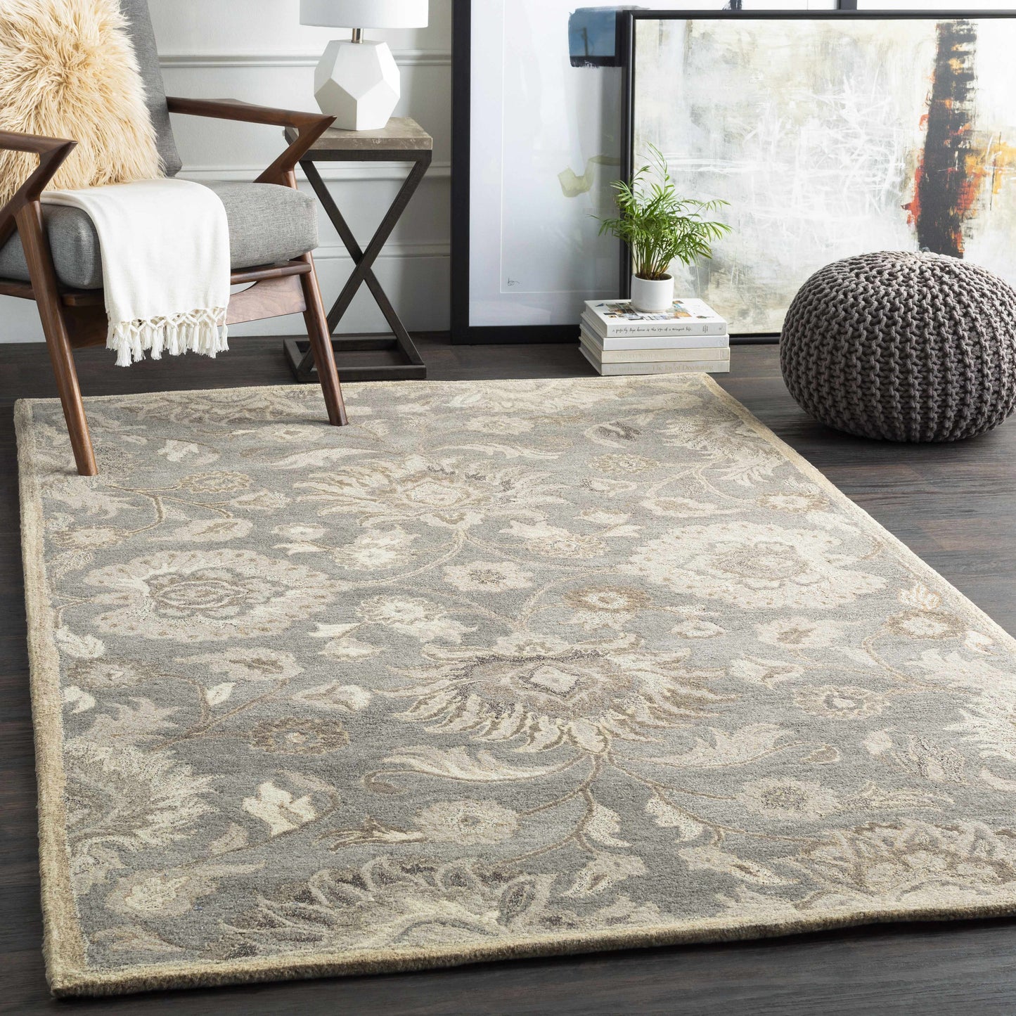 Conesus 1195 Hand Tufted Ivory & Taupe Wool Rug-1