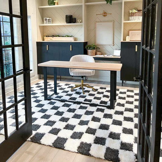 Atira Black & White Checkered Area Rug-0