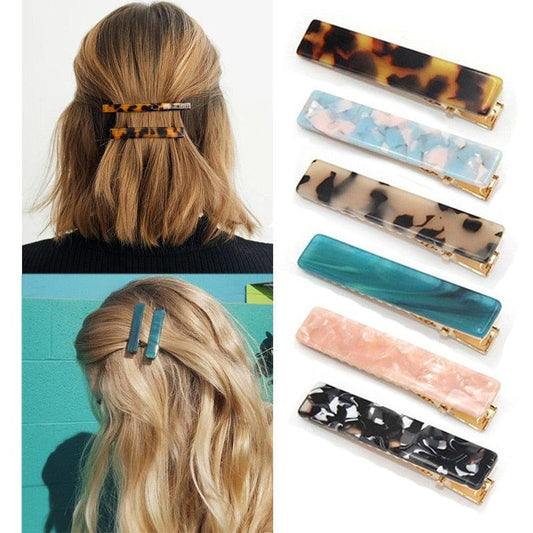 Fashion Women Metal Acetate Hair Pin Clip Leopard Hair Clip Geometric Hairpins Hairgrips Barrette Hairpin Gorgeous Hair Accessories For Women