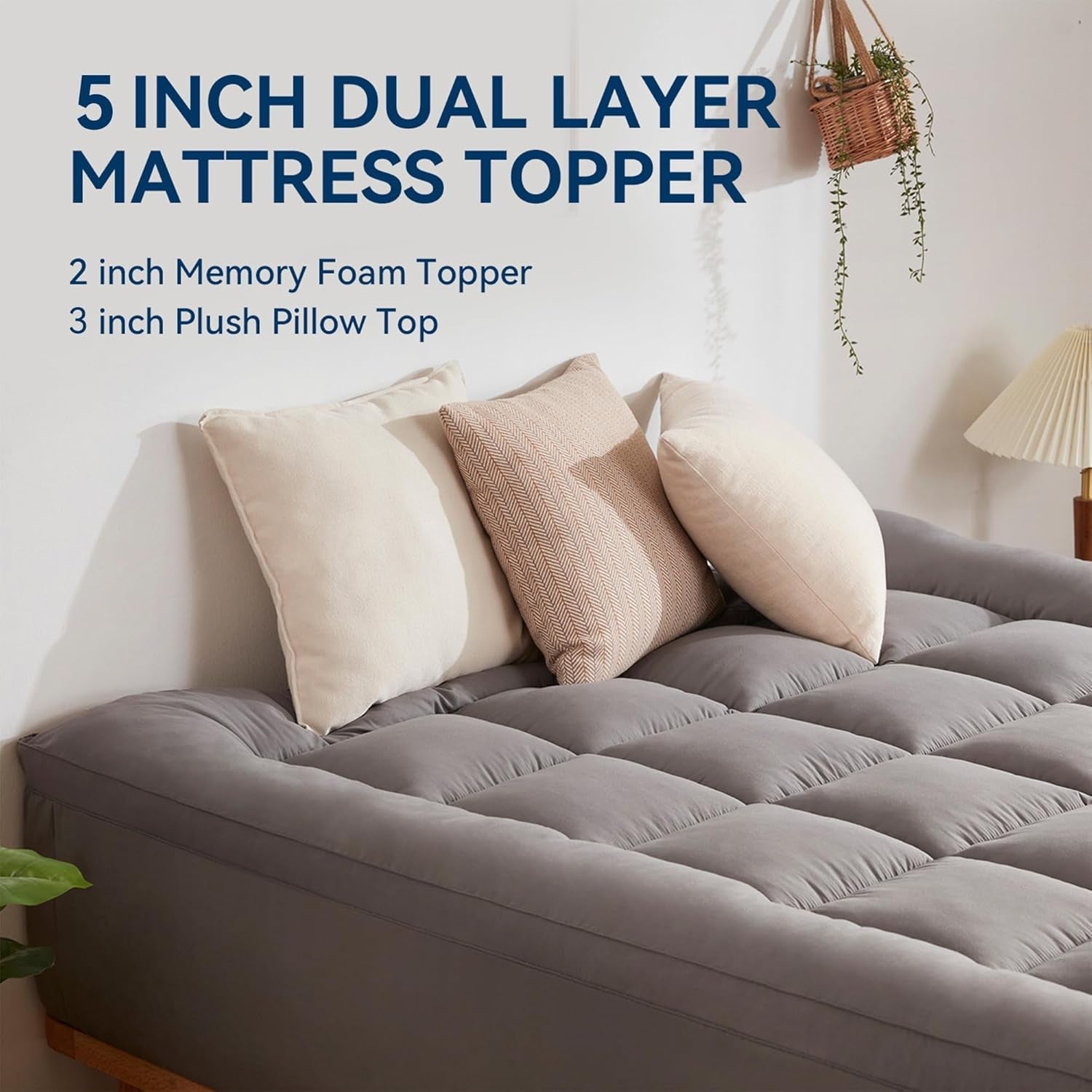 Dual Layer Cooling Gel Memory Foam Mattress Topper-1