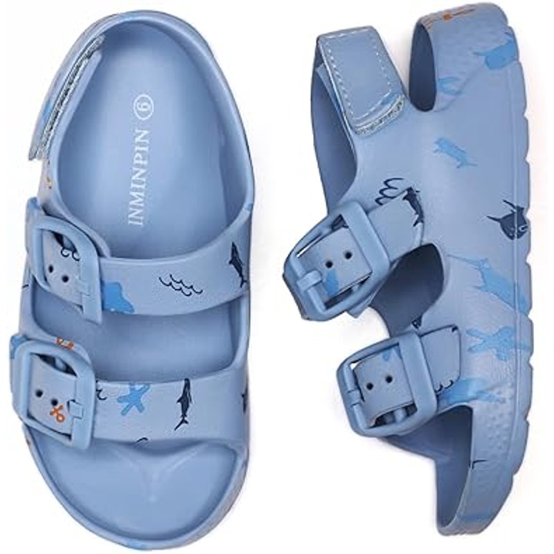 New Inminpin Toddler Boys Size 7 Blue Hook Loop Buckle Open Toe Sandal Shoes