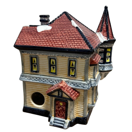 Ceramic Victorian Snow Covered Cottage House Collectible Christmas Decor