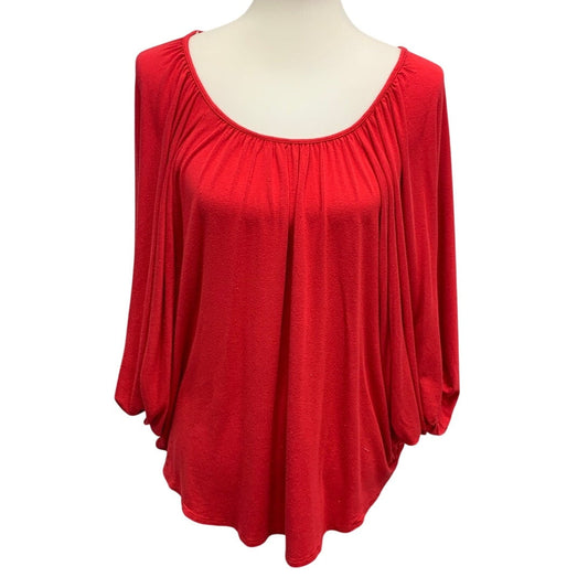 James & Joy Womens Medium Elastic Wrist Long Sleeve Flowy Scoop Neck Top Blouse