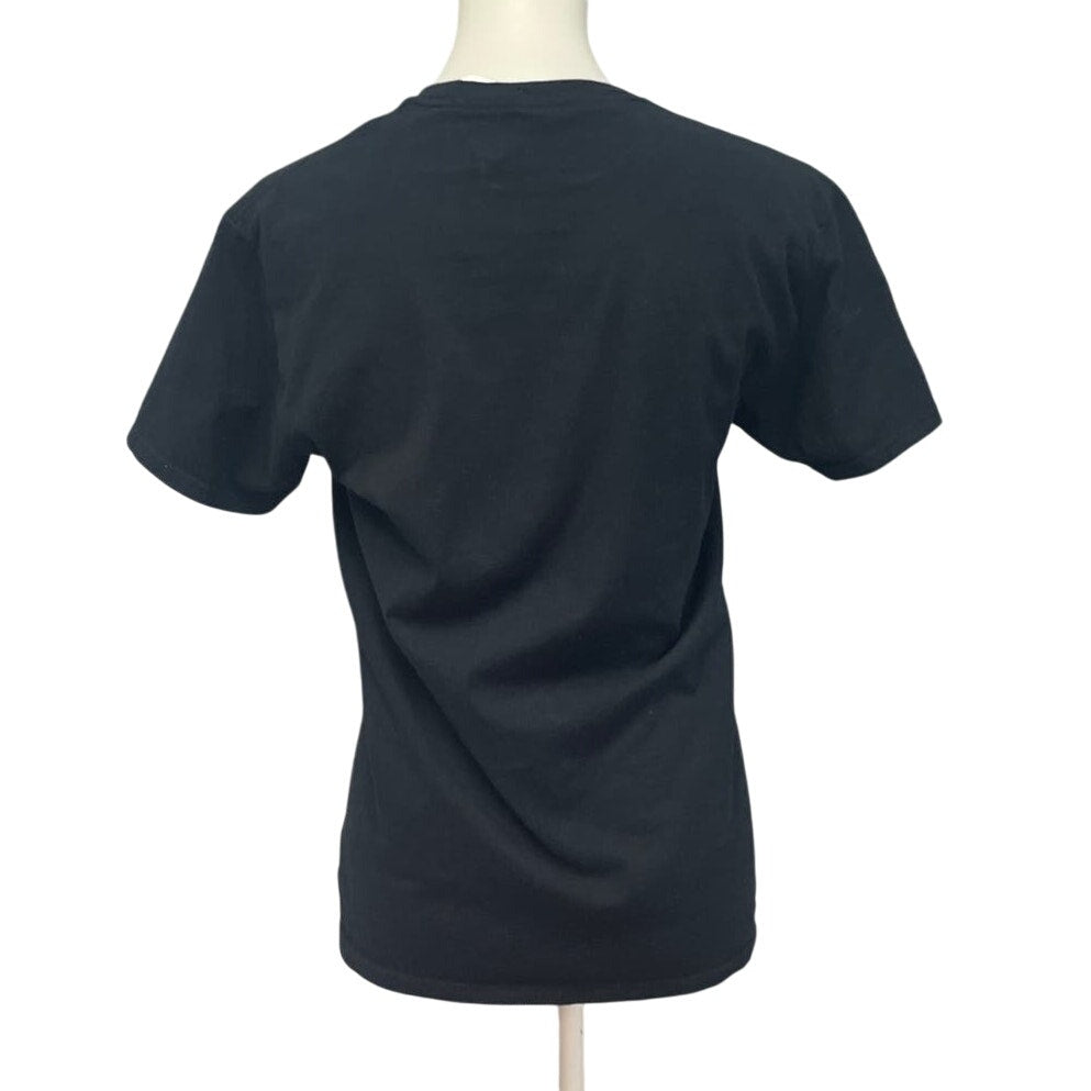 Hand Printed Upcycled Small Cotton Planet Earth Day Short Sleeve Crew Tee Shirt