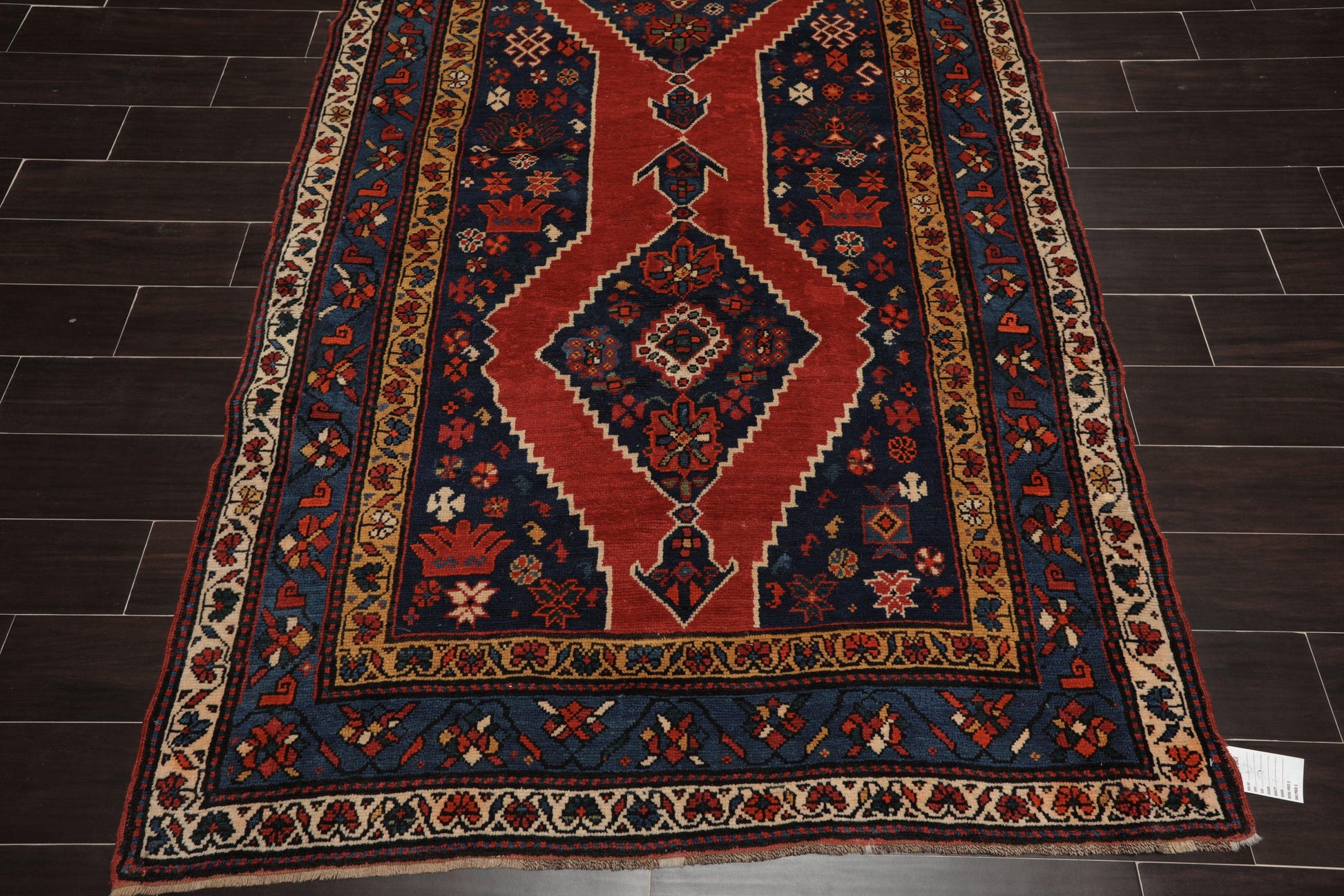 4'7" x 11'9" Hand Knotted Wool Traditional Runner Vegetable dyes Area Rug Red-4