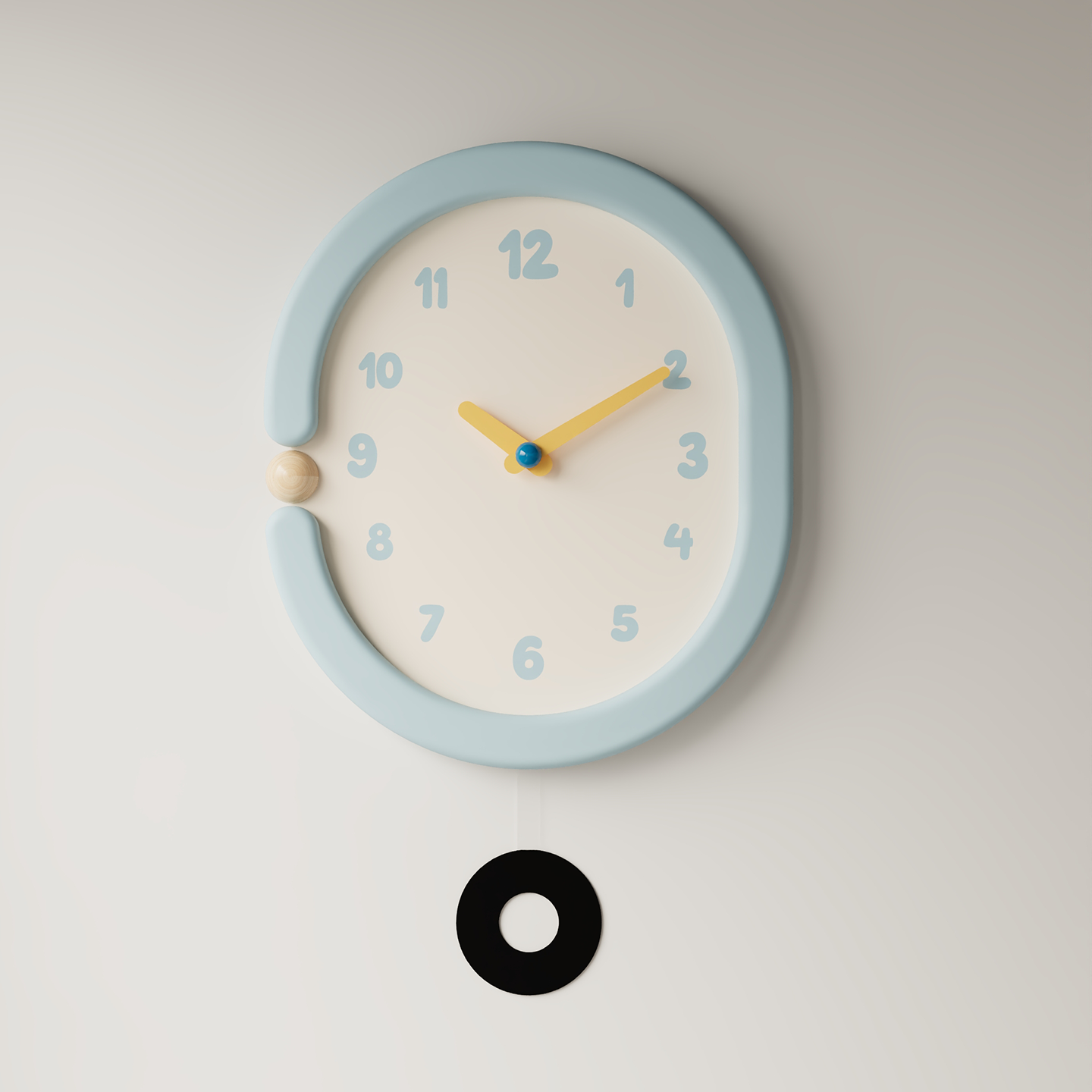 Oval Light Blue Wall Clock-0