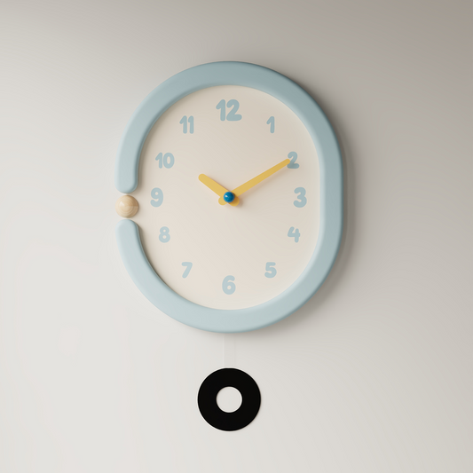 Oval Light Blue Wall Clock-0