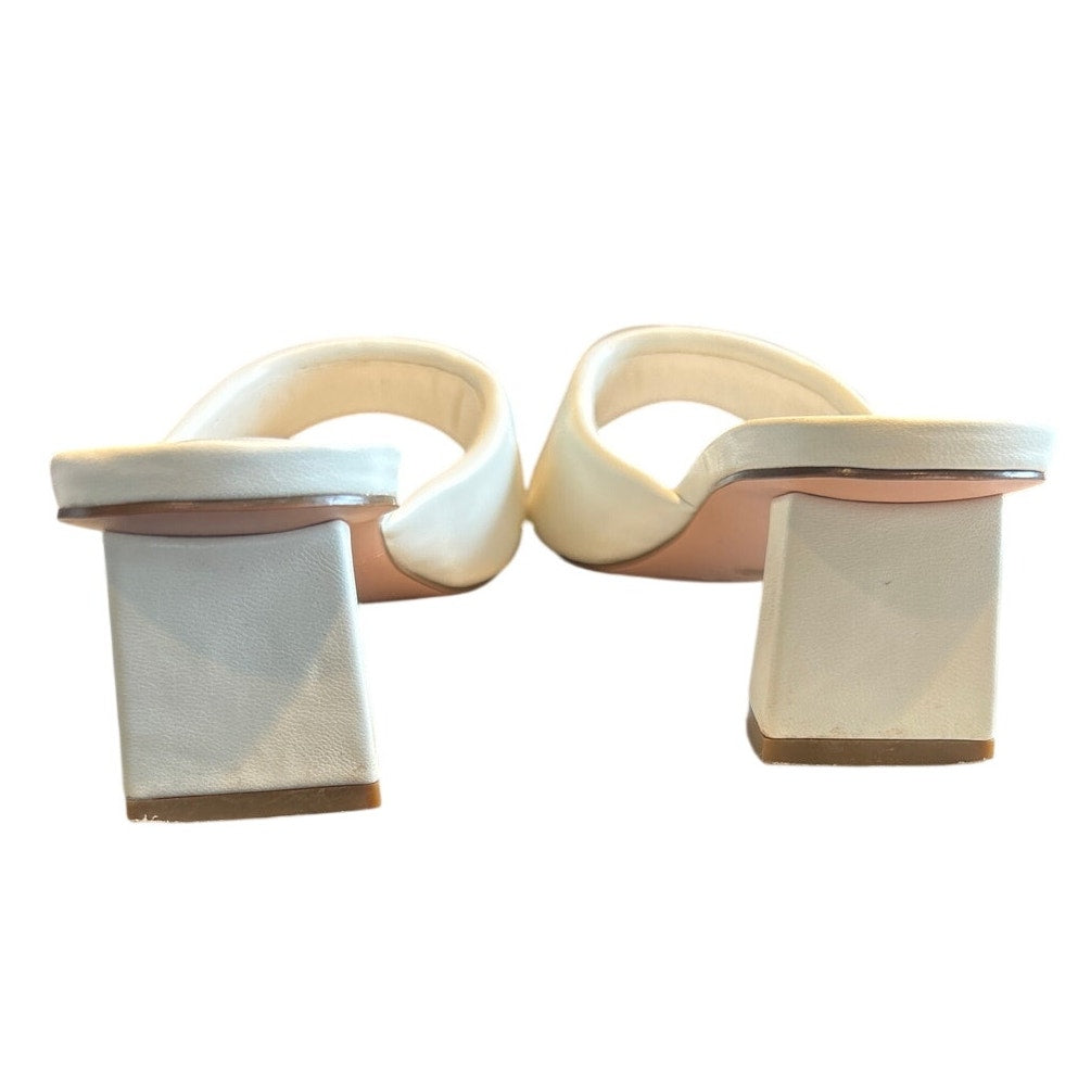 Miraazzurra Womens Size 10 Ivory 2" Heel Slide On Open Square Toe Shoes