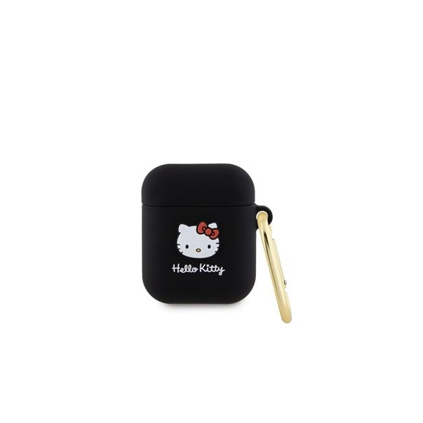 Hello Kitty 3D Kitty Head Airpods 1 / 2 Szilikon tok - Fekete (HKA23DKHSK)-0