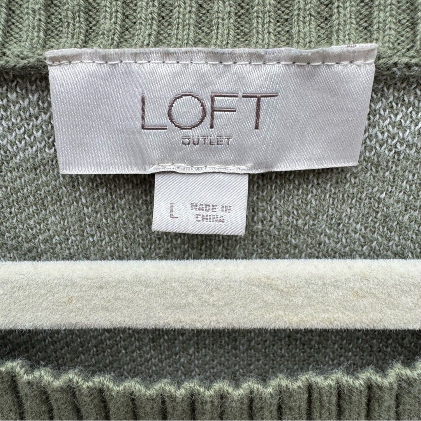 Loft Outlet Womens Large 100% Cotton Plaid 3/4 Sleeve Crew Neck Knit Sweater