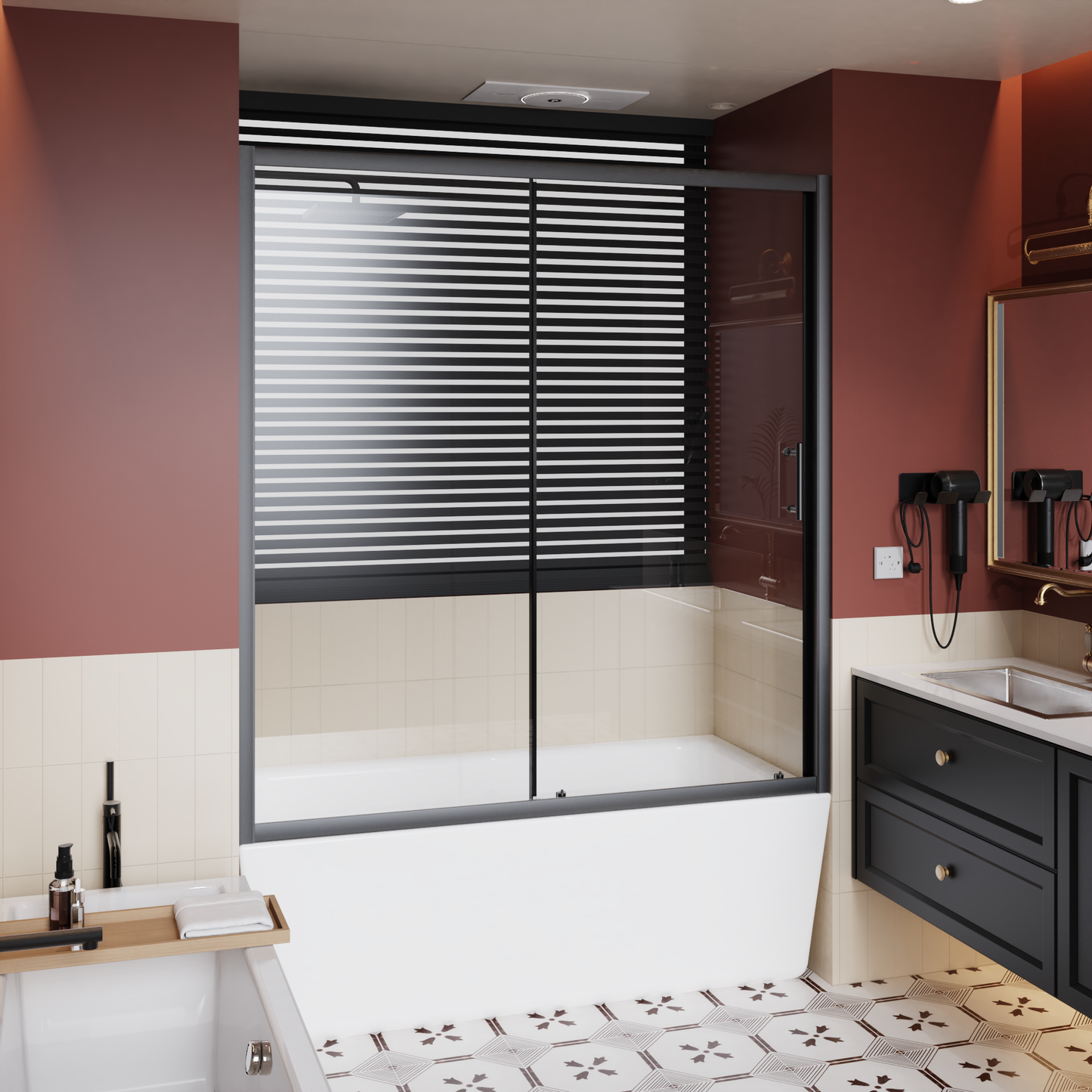 60" W x 62" H Single Sliding Shower Door for Bathtub