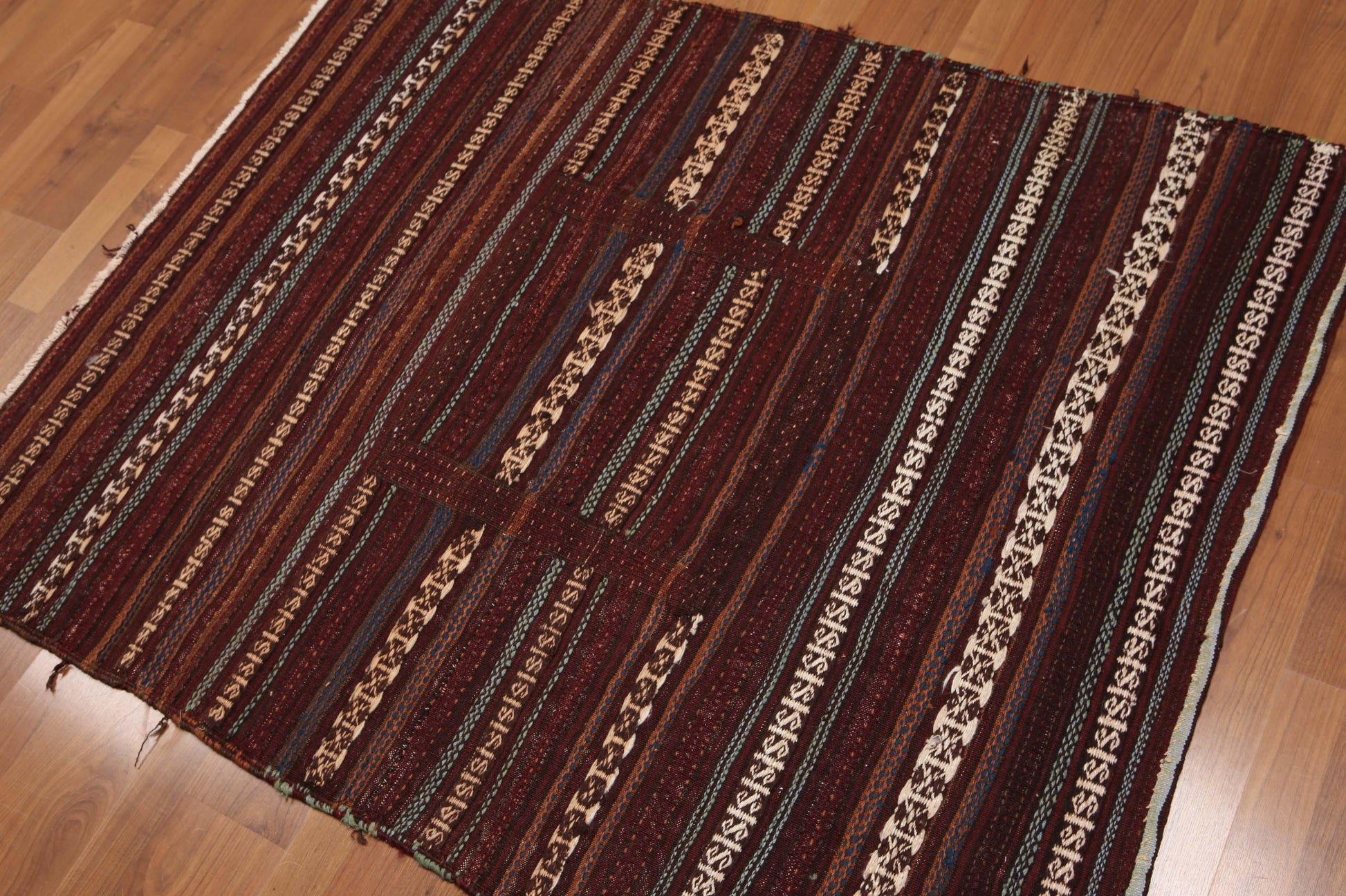 3'8" x 4'8" Hand Woven Afghani Tribal Kilim 100% Wool area rug Rust-0