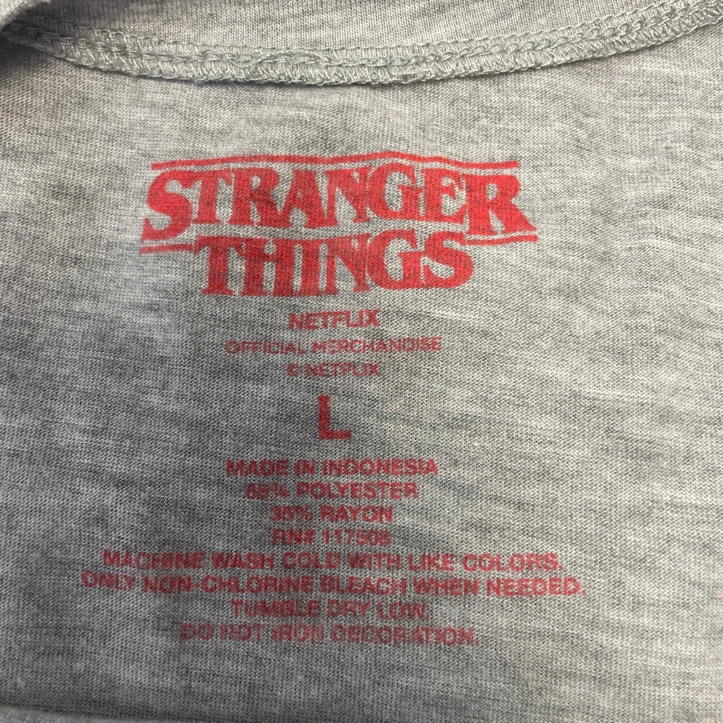 Stranger Things Womens Large Polyester Rayon Blend Short Sleeve Crew Neck Tee