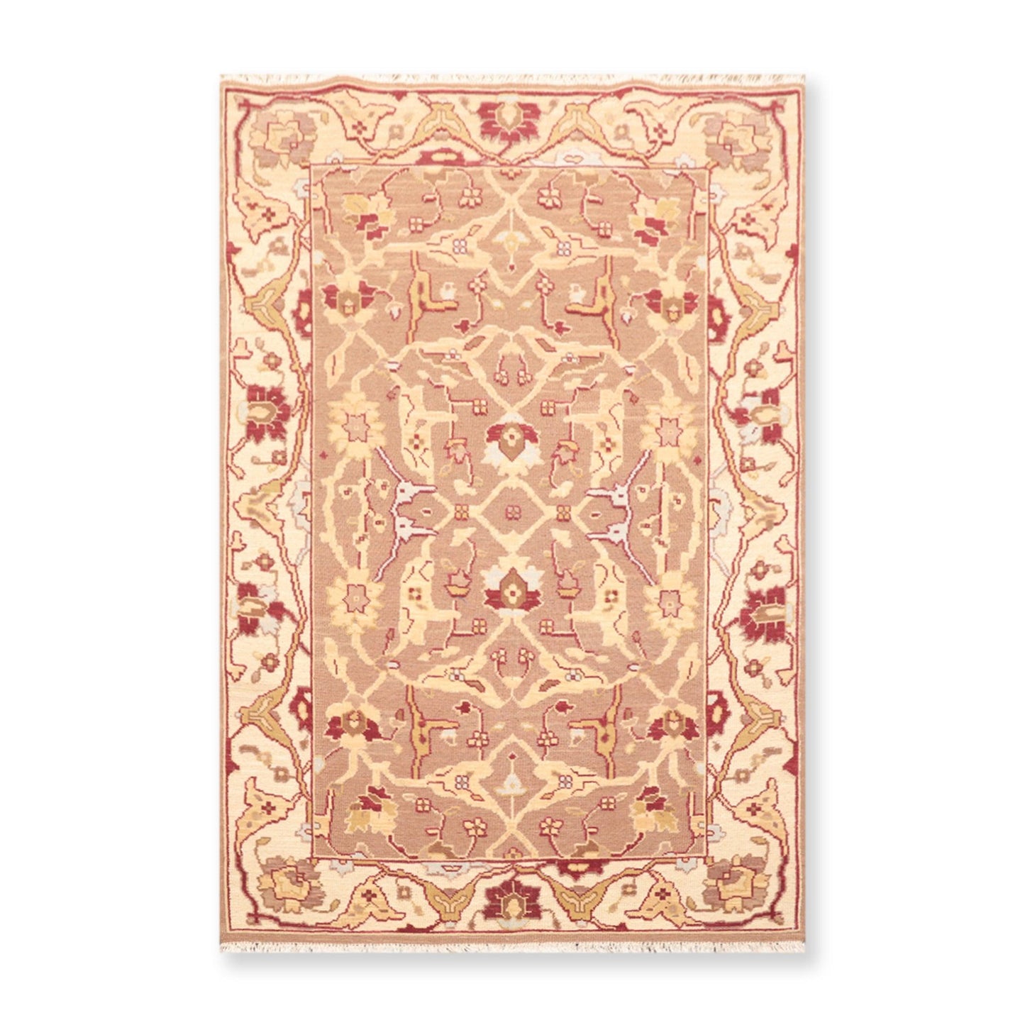 3'10" x 5'10" Hand Knotted Wool High Low Pile Area Rug Brown-3