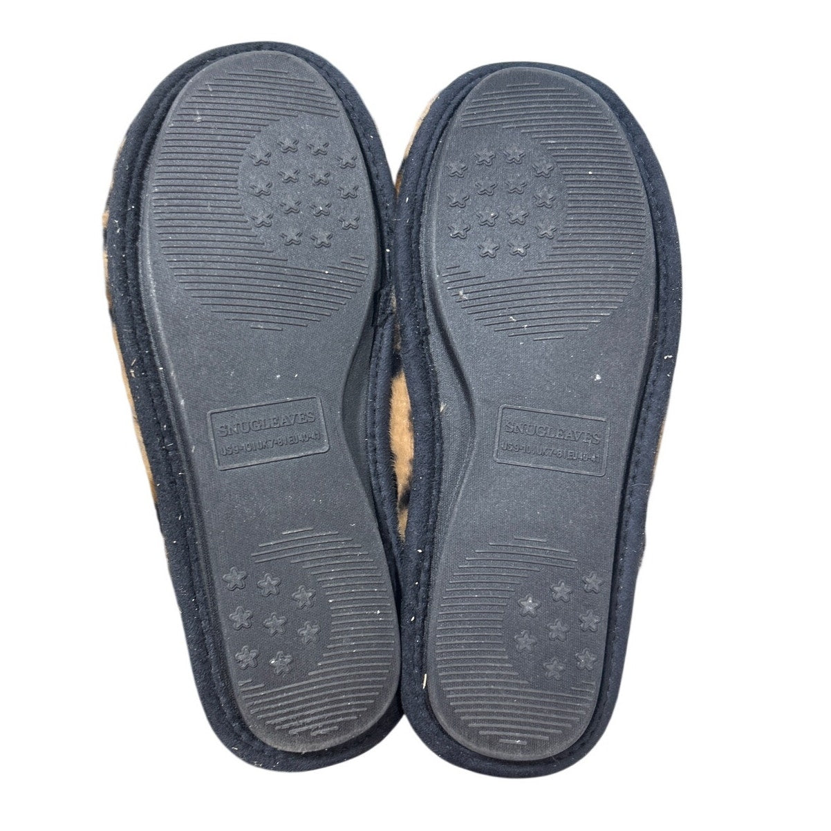 SnugLeaves Womens Size 9/10 Brown Leopard Spot Slide On Memory Foam Slippers