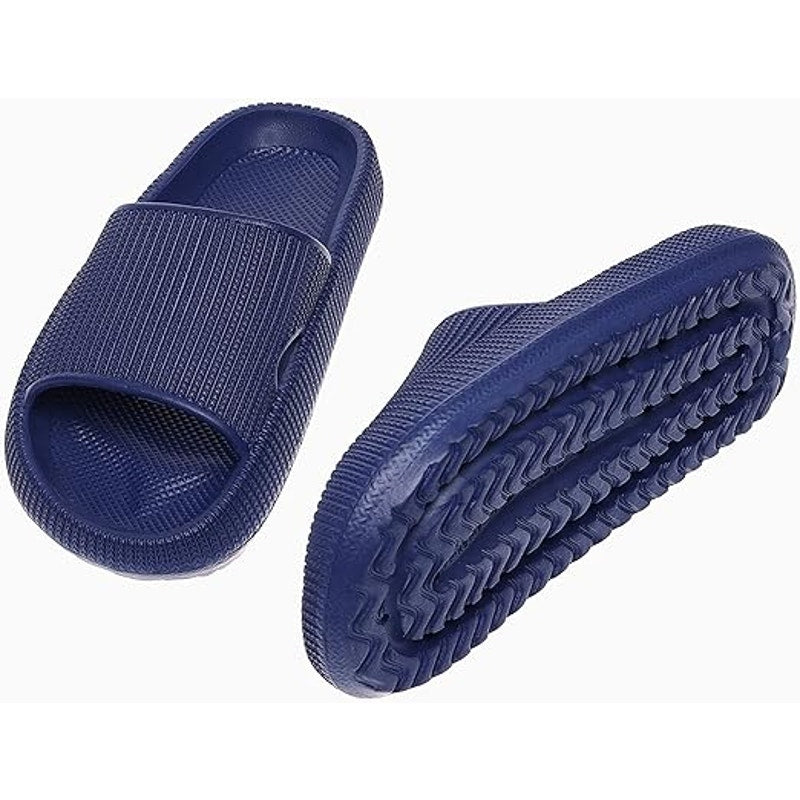 New Rosyclo Toddler Kids Size 6 Navy Blue Slide On Flip Flop Wide Band Sandals